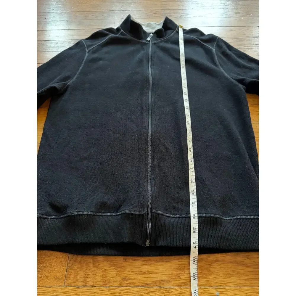 PARADISE COLLECTION Black/Gray Full Zip Cotton Sweater Mens sz M
